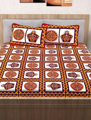 120 TC 100% Cotton Printed 2 Double Bedsheet With 4 Pillow Covers - 14893281 - Standard Image - 2
