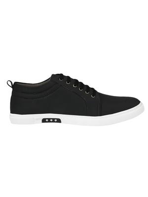 black leatherette lace up sneaker - 14893343 - Standard Image - 2