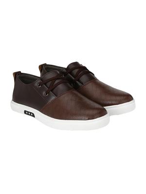 brown leatherette lace up sneaker - 14893346 - Standard Image - 2