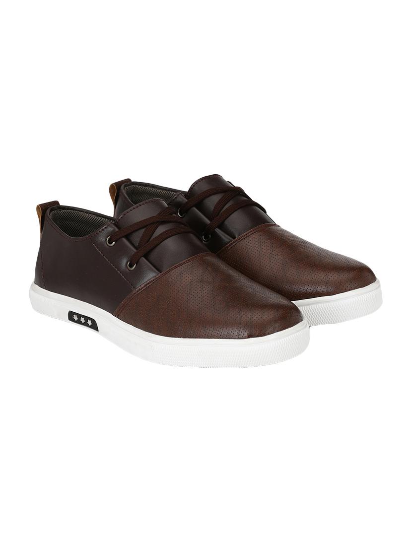 brown leatherette lace up sneaker - 14893346 - Zoom Image - 2
