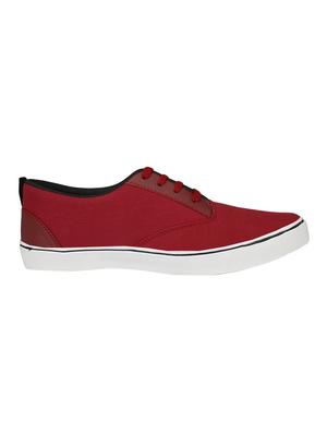 red Canvas lace up sneaker - 14893356 - Standard Image - 2