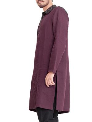 purple cotton long kurta - 14893474 - Standard Image - 2
