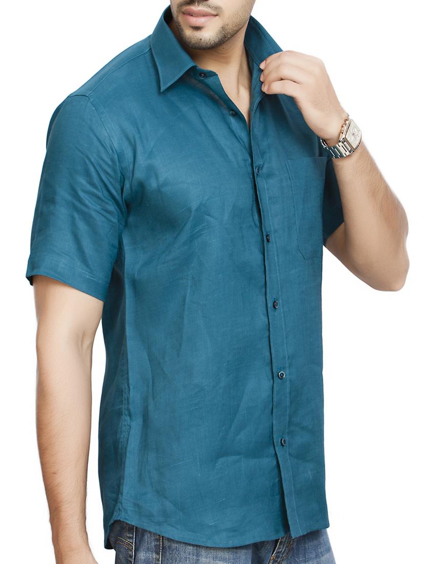 blue cotton casual shirt - 14893524 - Zoom Image - 2