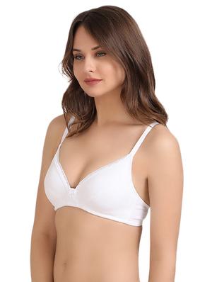 white cotton solid bra - 14893727 - Standard Image - 2