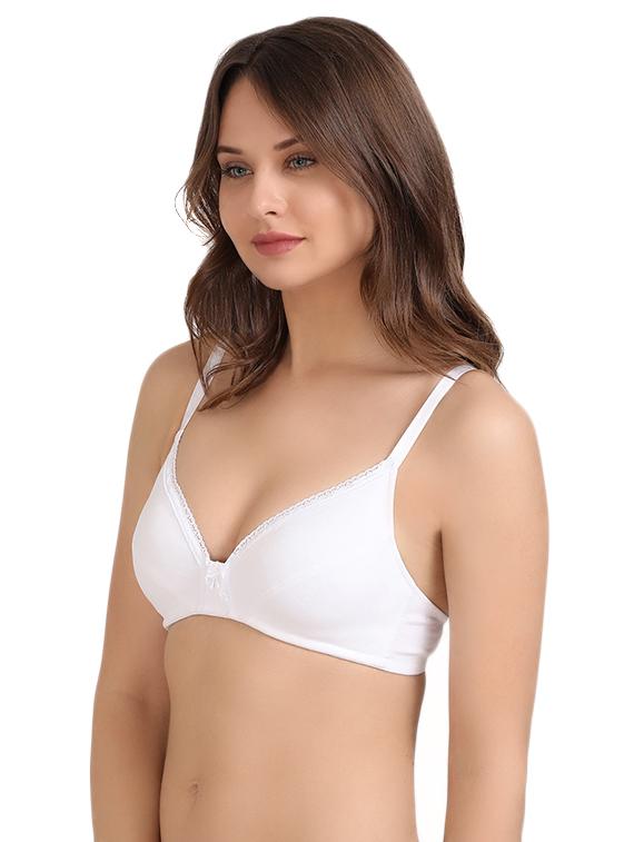 white cotton solid bra - 14893727 - Zoom Image - 2