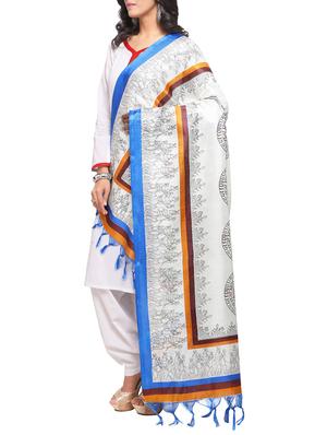 off-white art silk printed dupatta - 14894010 - Standard Image - 2