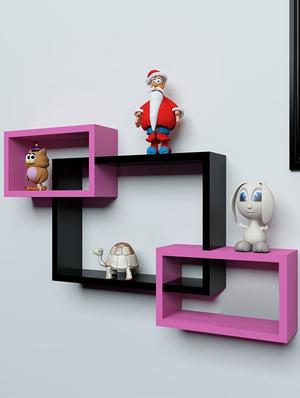Wooden Rack Living Decor Intersecting Floating Wall Shelves - 14894225 - Standard Image - 2