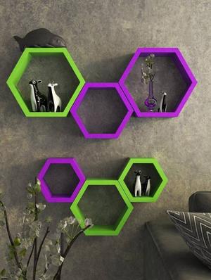 Home Deco Hexagon Shape Storage Wall Shelves Set Of 6 - 14894282 - Standard Image - 2