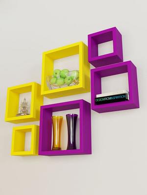 Wooden Nesting Square Wall Shelf Set of 6 - 14894322 - Standard Image - 2