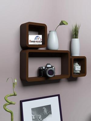 Decor Home Wall Shelf Set Of 2 Cube & 1 Rectangle Wall Rack Shelves - 14894336 - Standard Image - 2