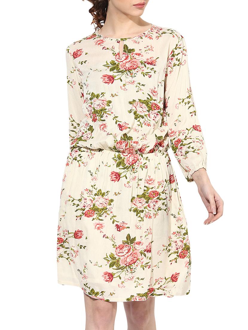 beige rayon blouson dress - 14894722 - Zoom Image - 2