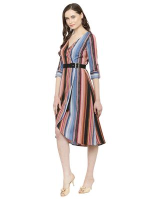 brown crepe wrap dress - 14895045 - Standard Image - 2