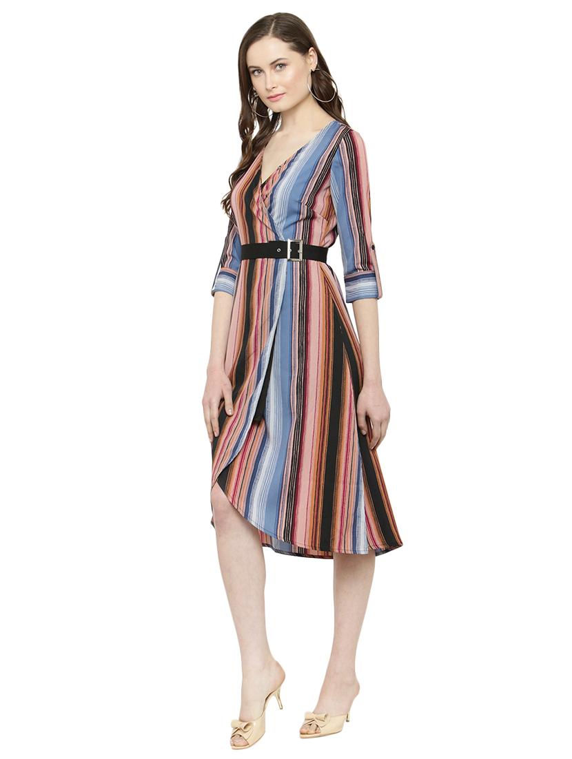 brown crepe wrap dress - 14895045 - Zoom Image - 2