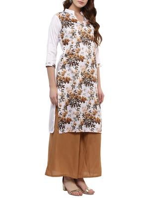 white silk blend straight kurta - 14895061 - Standard Image - 2