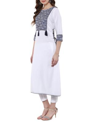white crepe flared kurta - 14895086 - Standard Image - 2