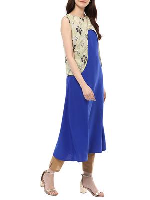 blue crepe a-line kurta - 14895097 - Standard Image - 2