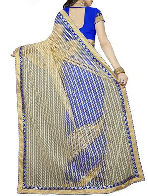 blue georgette half and half saree with blouse - 14895222 - Standard Image - 2