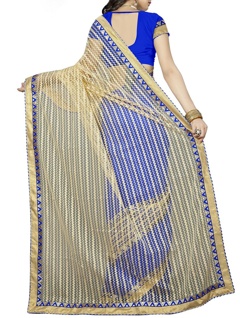 blue georgette half and half saree with blouse - 14895222 - Zoom Image - 2