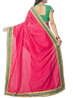 pink chiffon bordered saree with blouse - 14895233 - Standard Image - 2