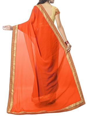 orange georgette half and half saree with blouse - 14895234 - Standard Image - 2