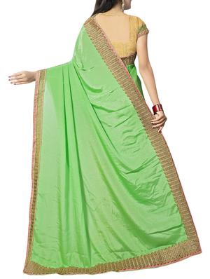 green chiffon half and half saree with blouse - 14895236 - Standard Image - 2