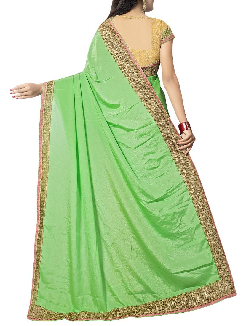 green chiffon half and half saree with blouse - 14895236 - Zoom Image - 2