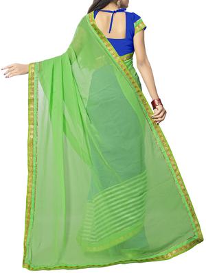green georgette half and half saree with blouse - 14895241 - Standard Image - 2