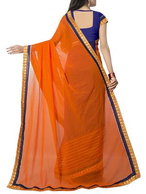 orange georgette half and half saree with blouse - 14895243 - Standard Image - 2