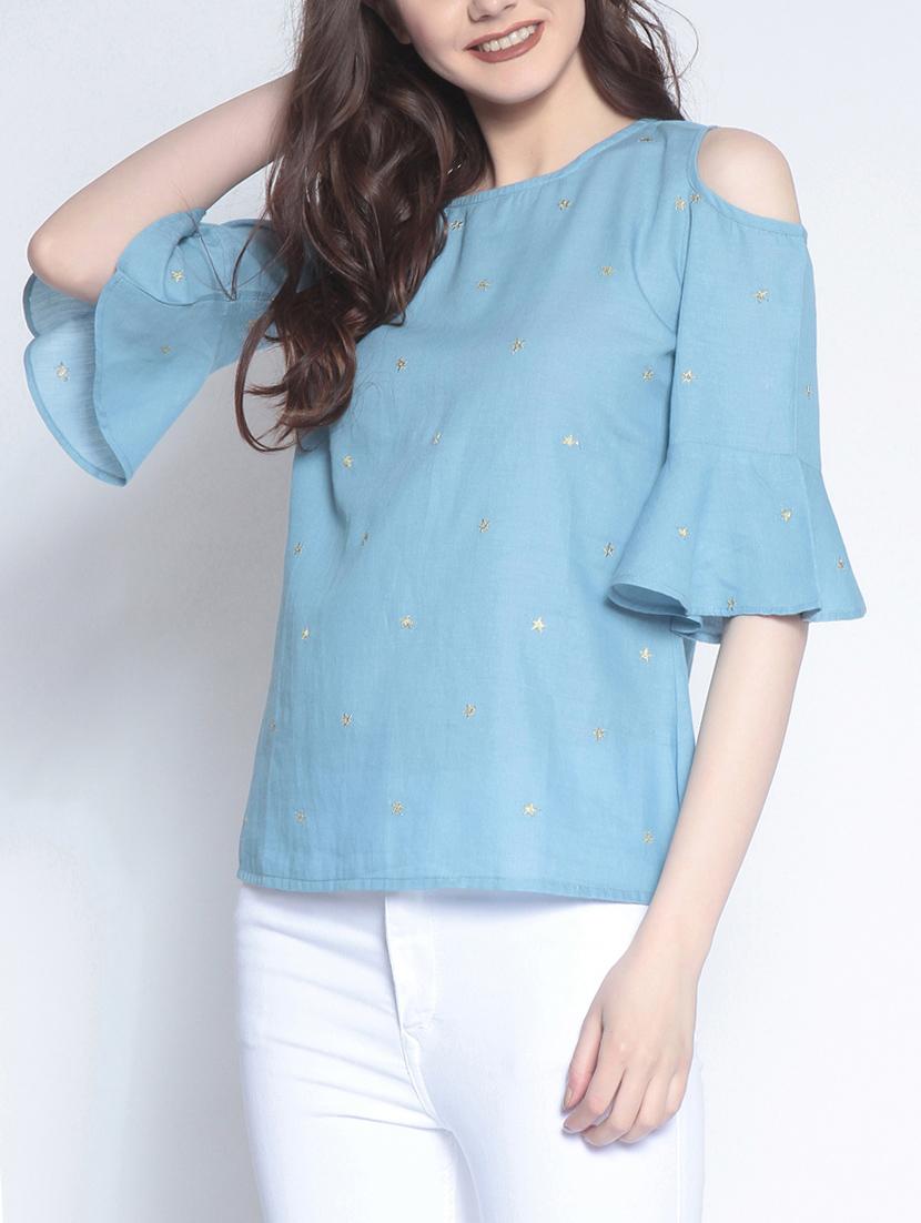 keyhole back embroidered top - 14895296 - Zoom Image - 2