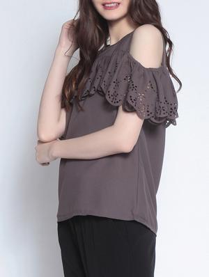 cut work detailed ruffled top - 14895297 - Standard Image - 2