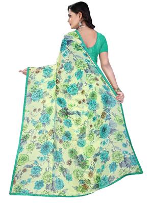 blue georgette printed saree with blouse - 14895768 - Standard Image - 2