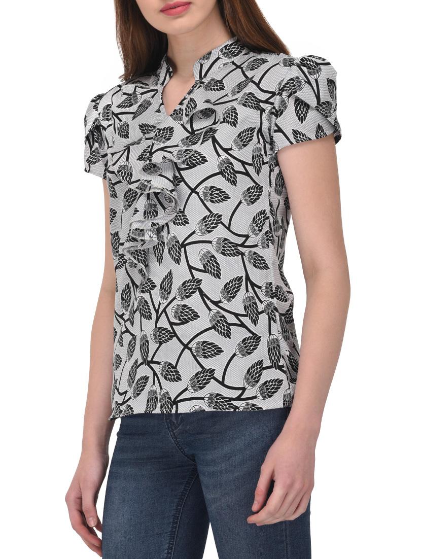 grey printed ruffled top - 14895780 - Zoom Image - 2