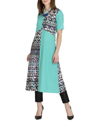 blue crepe a-line kurta - 14896414 - Standard Image - 2