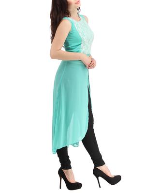 light blue georgette assymmetric tunic - 14896487 - Standard Image - 2