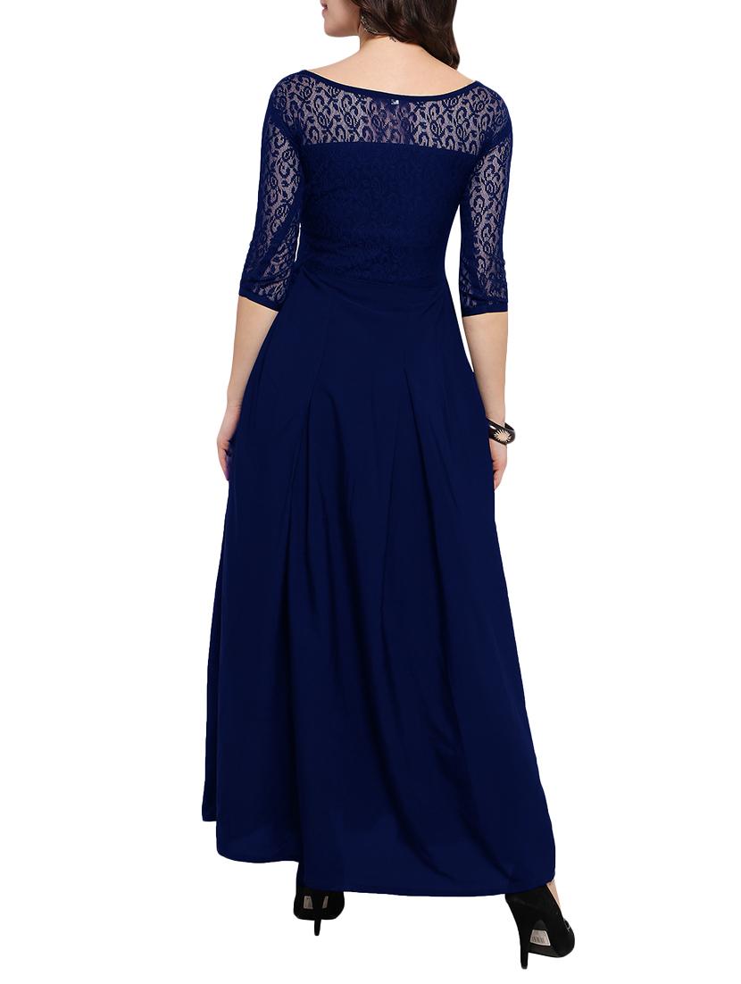 navy blue solid gown dress - 14896820 - Zoom Image - 2