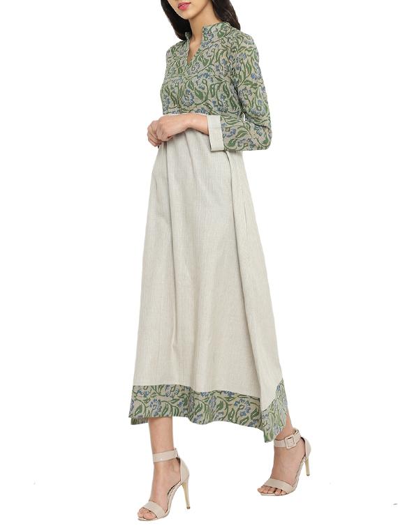 green printed a-line dress - 14897842 - Zoom Image - 2