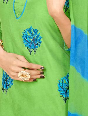 Embroidered unstitched churidaar suit - 14898089 - Standard Image - 2