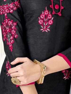Embroidered unstitched churidaar suit - 14898101 - Standard Image - 2