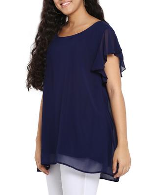 navy blue georgette plus tunic - 14898925 - Standard Image - 2