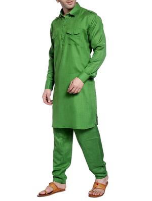 green cotton pathani ethnic wear set - 14899883 - Standard Image - 2