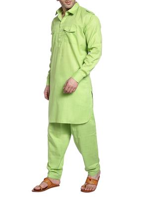 green cotton pathani ethnic wear set - 14899968 - Standard Image - 2