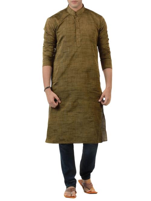 brown khadi long kurta - 14900189 - Standard Image - 1