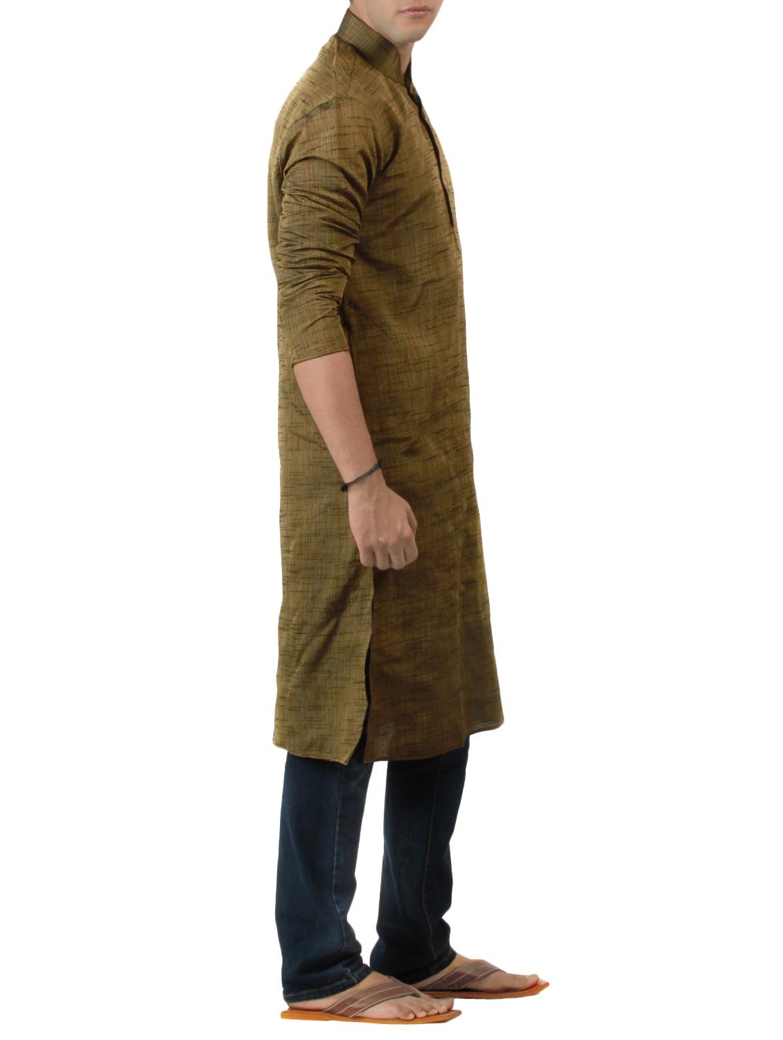 brown khadi long kurta - 14900189 - Zoom Image - 2