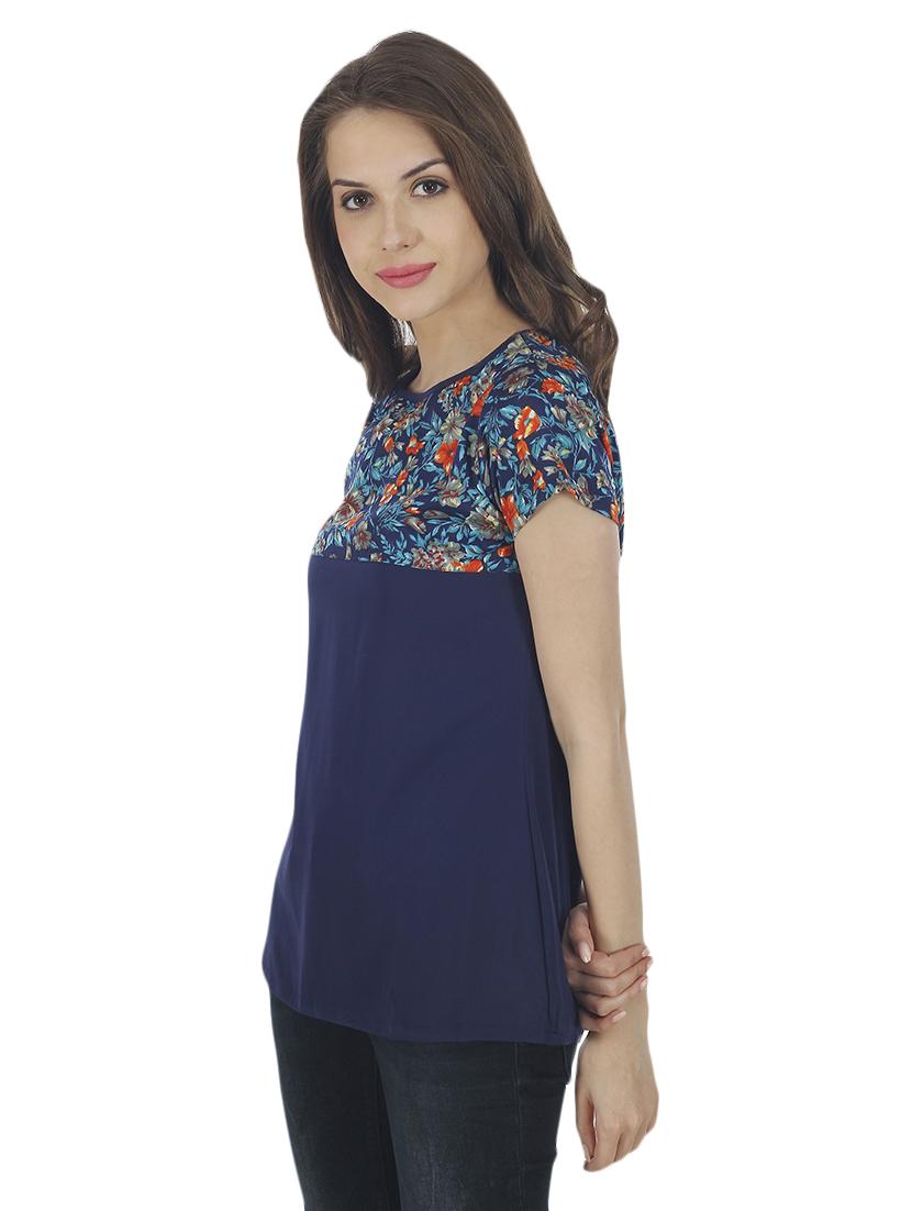 navy blue crepe top - 14900621 - Zoom Image - 2