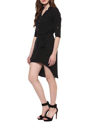black solid high low dress - 14900641 - Standard Image - 2