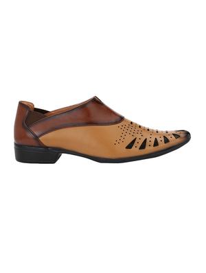 tan Leatherette slip on sandal - 14900664 - Standard Image - 2
