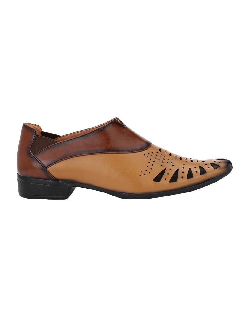 tan Leatherette slip on sandal - 14900664 - Zoom Image - 2