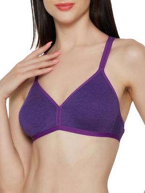 purple cotton blend lette bra - 14900689 - Standard Image - 2