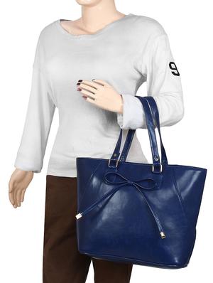 blue leatherette regular handbag - 14900730 - Standard Image - 5