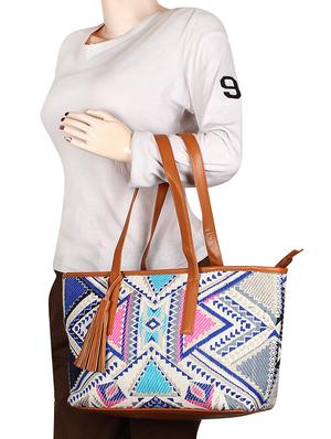 multi colored leatherette regular handbag - 14900740 - Standard Image - 5